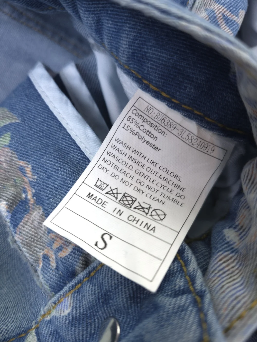 Floral Print Blue Women's Jeans Sz S - Picture 7 of 12